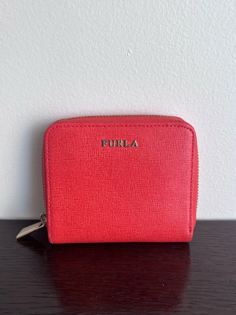 Furla Orange Zip-Around Leather Wallet